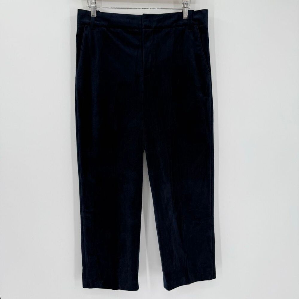 Vince‎ Baltic Blue Velvet Cropped Trousers Pants Women 8 High Rise Soft Luxury